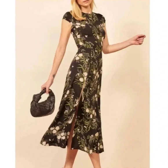 Reformation Gavin Midi in Anastasia Dress Size 0 B1602 - Picture 2 of 7